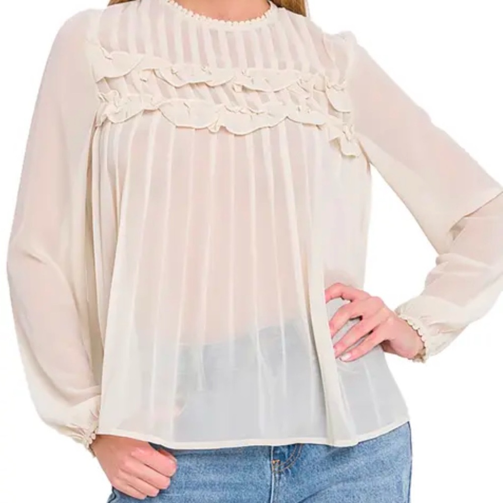 Endless Rose NWT Ivory Long Sleeve Blouse